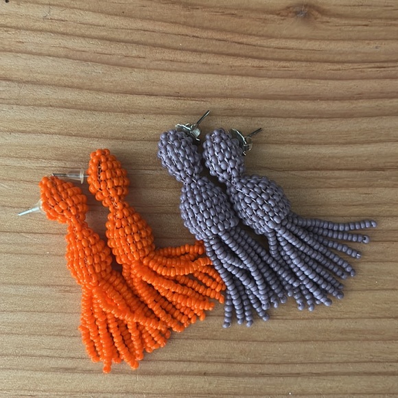 Hand beaded 2” tassel earrings - Picture 3 of 3